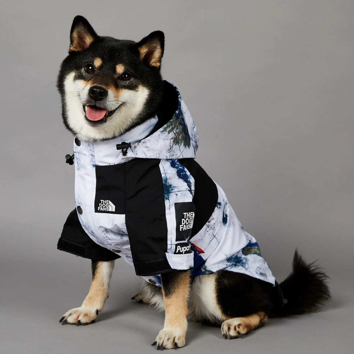 Map & Clouds - Dog Puffy Jacket