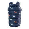 Best Dog Snowsuit in blue with small dog patterns, displayed on a white background.