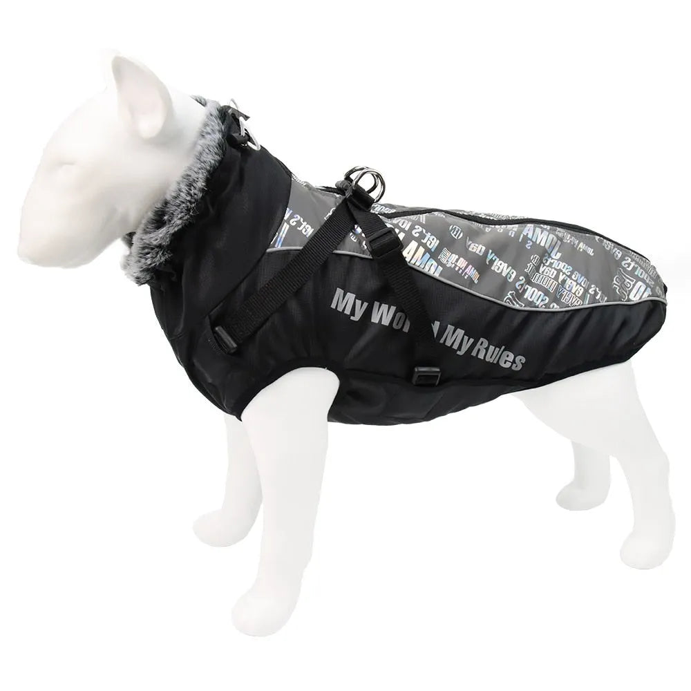 Reflective-DogCoat-black-white-reflective