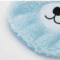 The Dog Face Cute Bear Dog Fur Coat in sky blue, close-up view of the bear face detail.