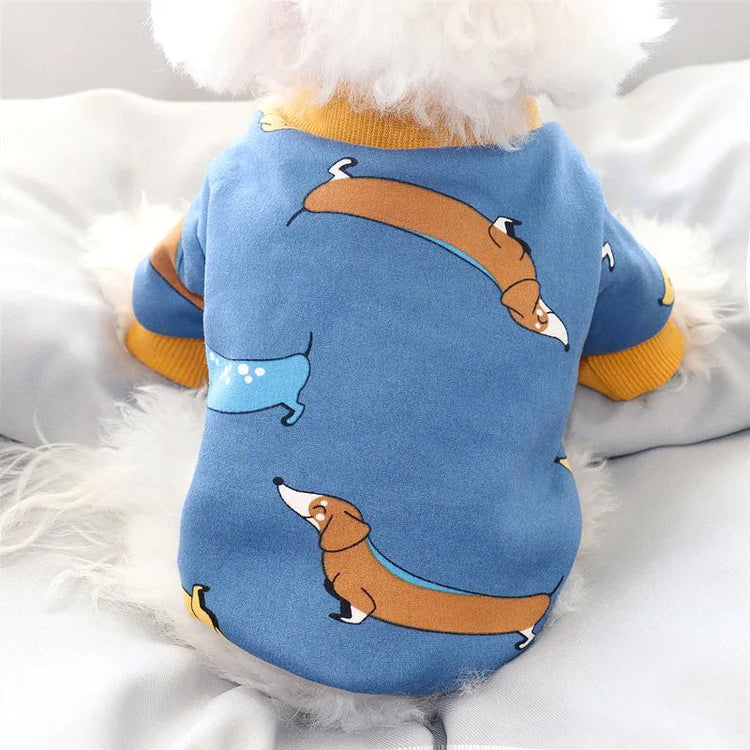 Cute Dog Shirts in blue with adorable dachshund prints, perfect for a fun and stylish look.