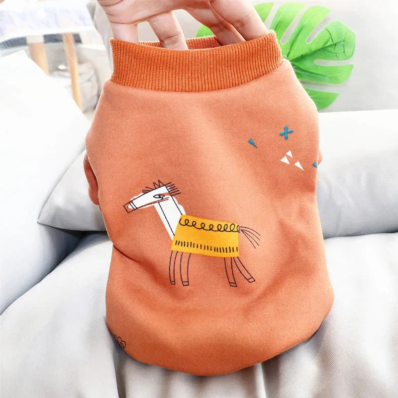 Back view of Cute Dog Shirts in orange with a charming horse print, ideal for adding a touch of fun to your dog's wardrobe.