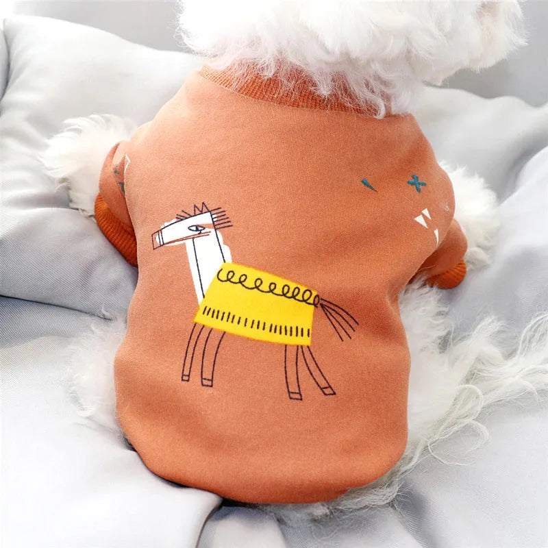 Cute Dog Shirts in orange featuring a charming horse print, perfect for a bright and playful look.