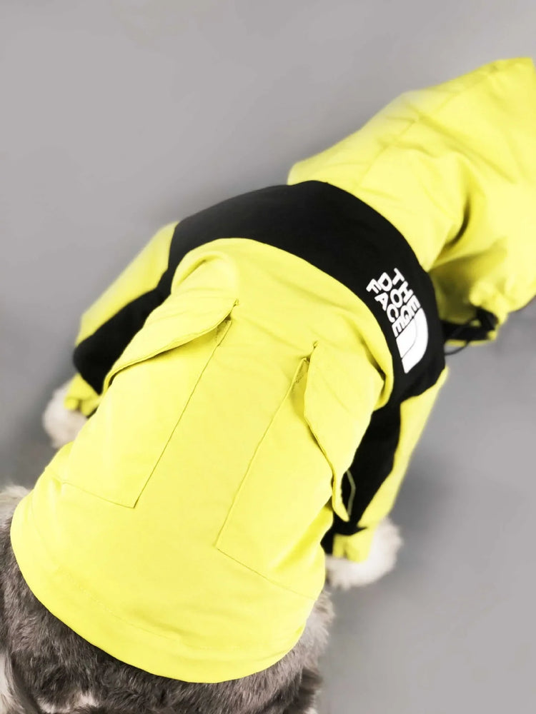 Yellow Dog Jacket Waterproof, back view showing pockets