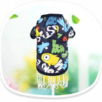 Small dog hoodie with colorful design and cartoon patterns, perfect for stylish pets.